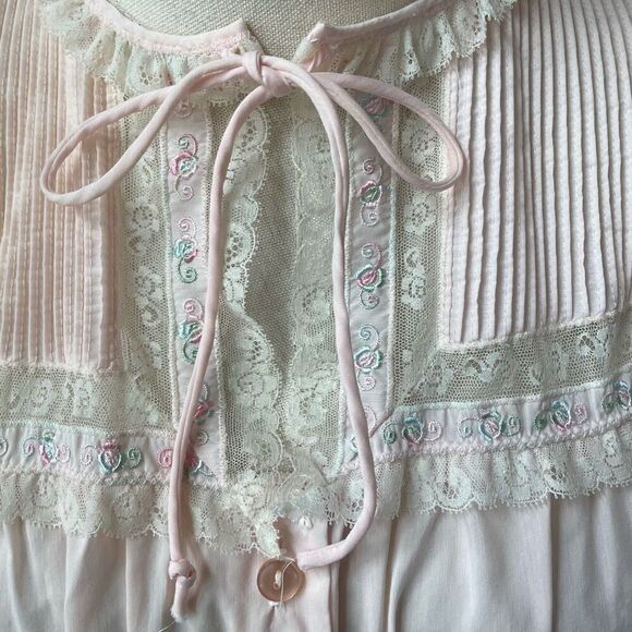 Vintage Barbizon Pink 2pc Pajama Lounge Set SS Top Pants S - Picture 5 of 10